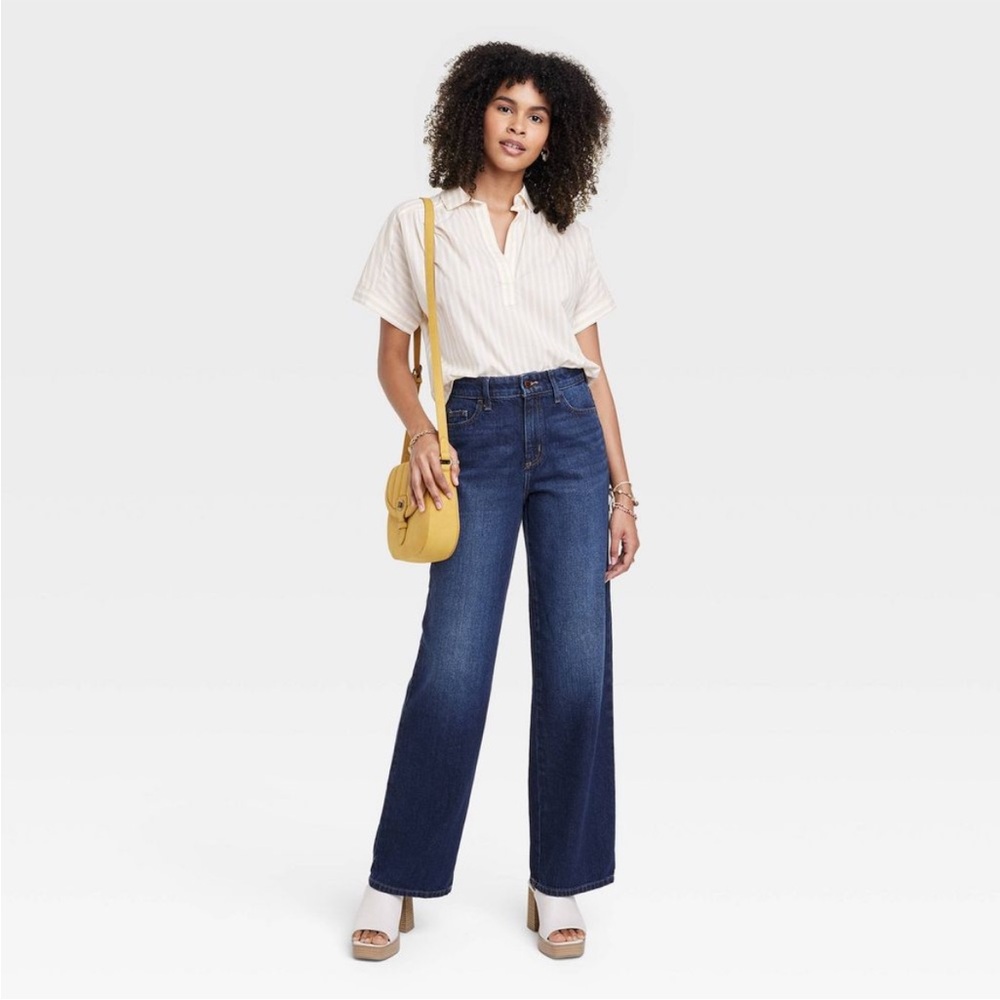 Universal Thread High Waist Wide Leg Cropped High-Rise Jeans Sz 12 NWT Dark Wash